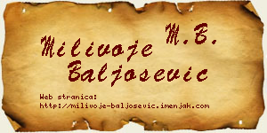 Milivoje Baljošević vizit kartica